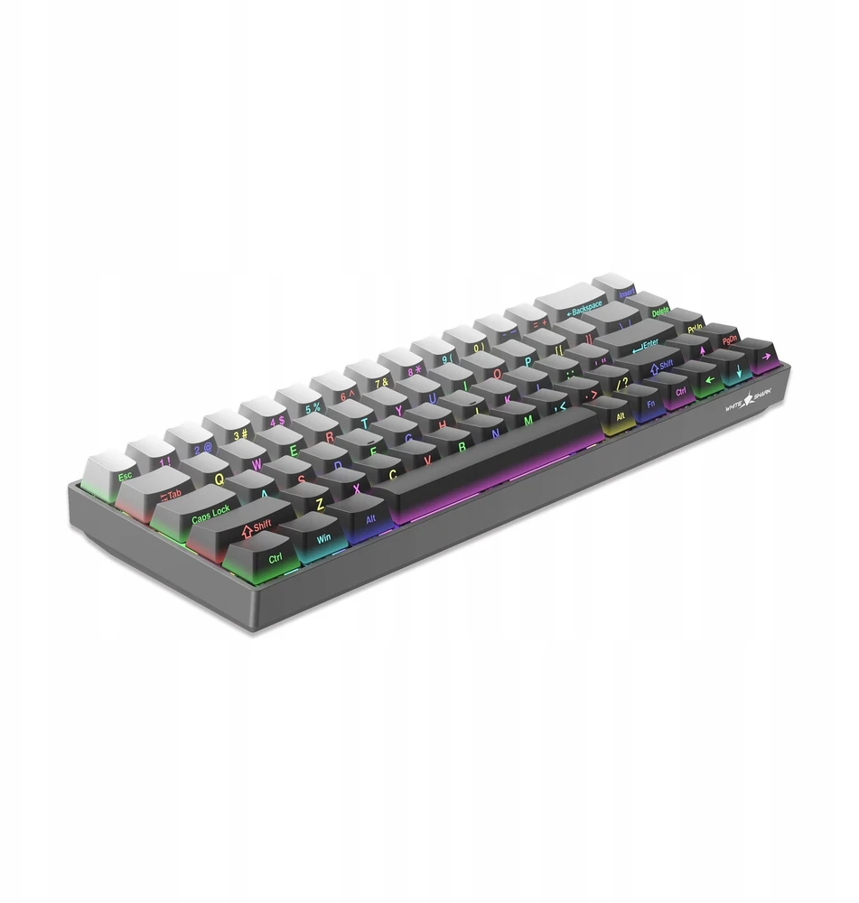 White Shark Žaidimų klaviatūra Balta Shark Nunchaku pilka Mėlyna Switch RGB Hot-Swap