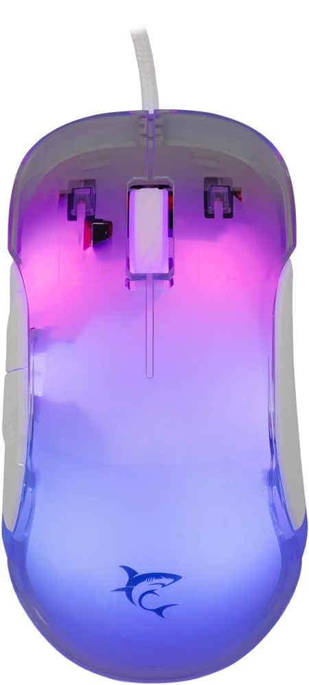 White Shark Pelė žaidimams Baltas Shark Mordred balta RGB 12800 dpi