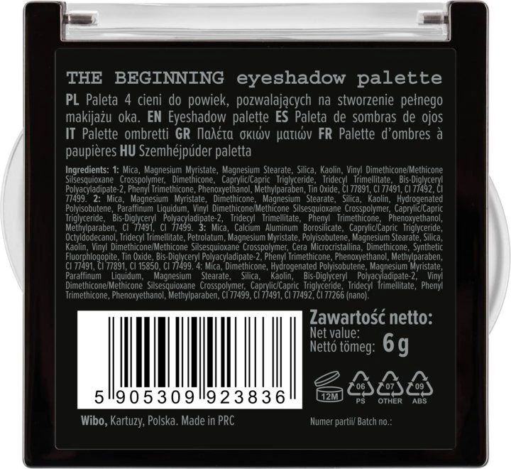 Wibo The Beginning Eyeshadow Palette paleta cieni do powiek 6g