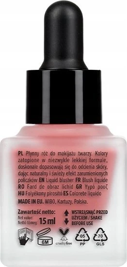 Wibo Rožinė Drink Liquid Blush 1, 15 ml