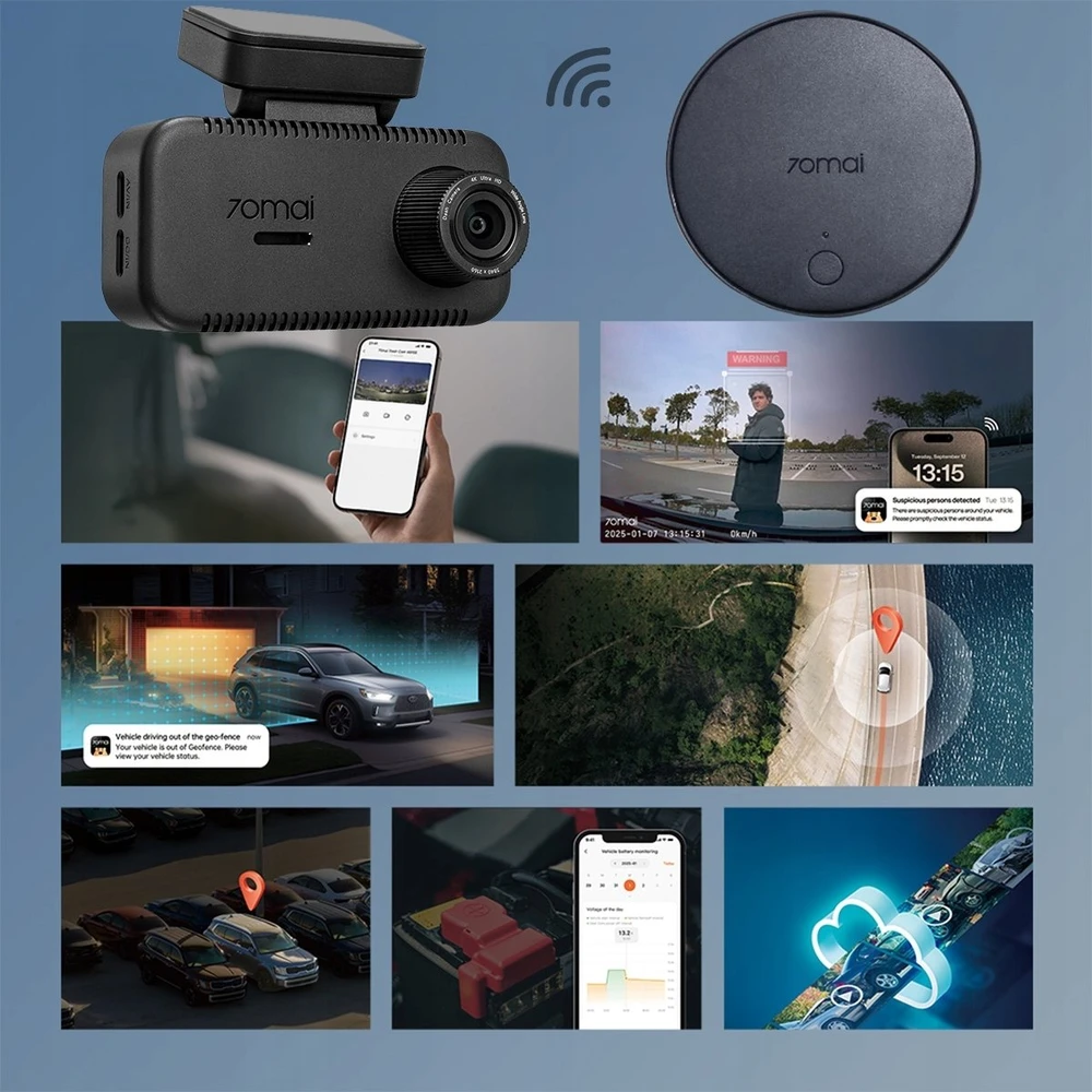 Wideorejestrator 70mai Dash Cam 4K A810 Lite + RearCam juoda - Wideorejestratory (A810LITE-2)