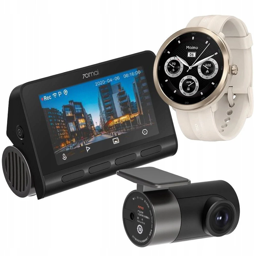 70Mai Dash Cam A800S 4K + RC06 set + Maimo Watch R Gold-GPS WT2001-GPS