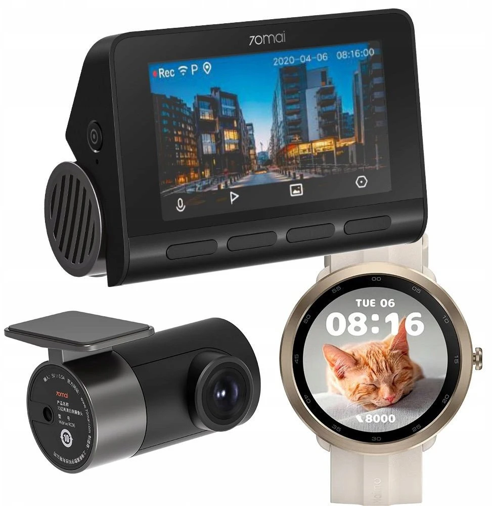 70Mai Dash Cam A800S 4K + RC06 set + Maimo Watch R Gold-GPS WT2001-GPS