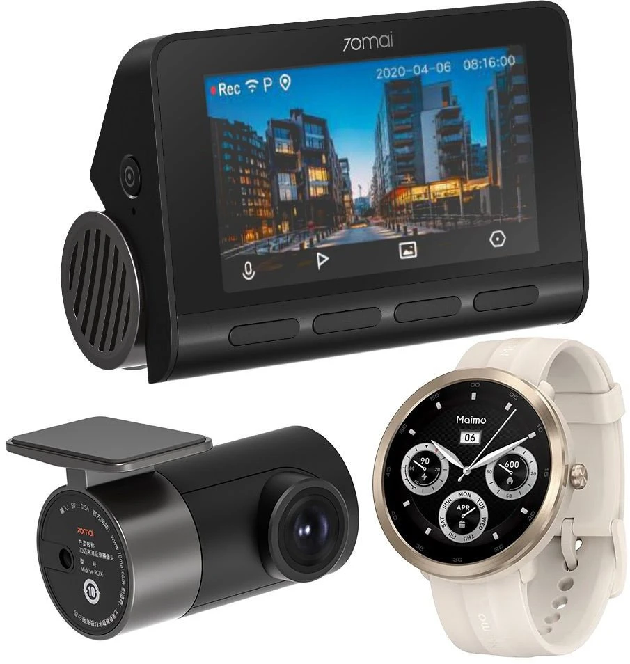 70Mai Dash Cam A800S 4K + RC06 set + Maimo Watch R Gold-GPS WT2001-GPS