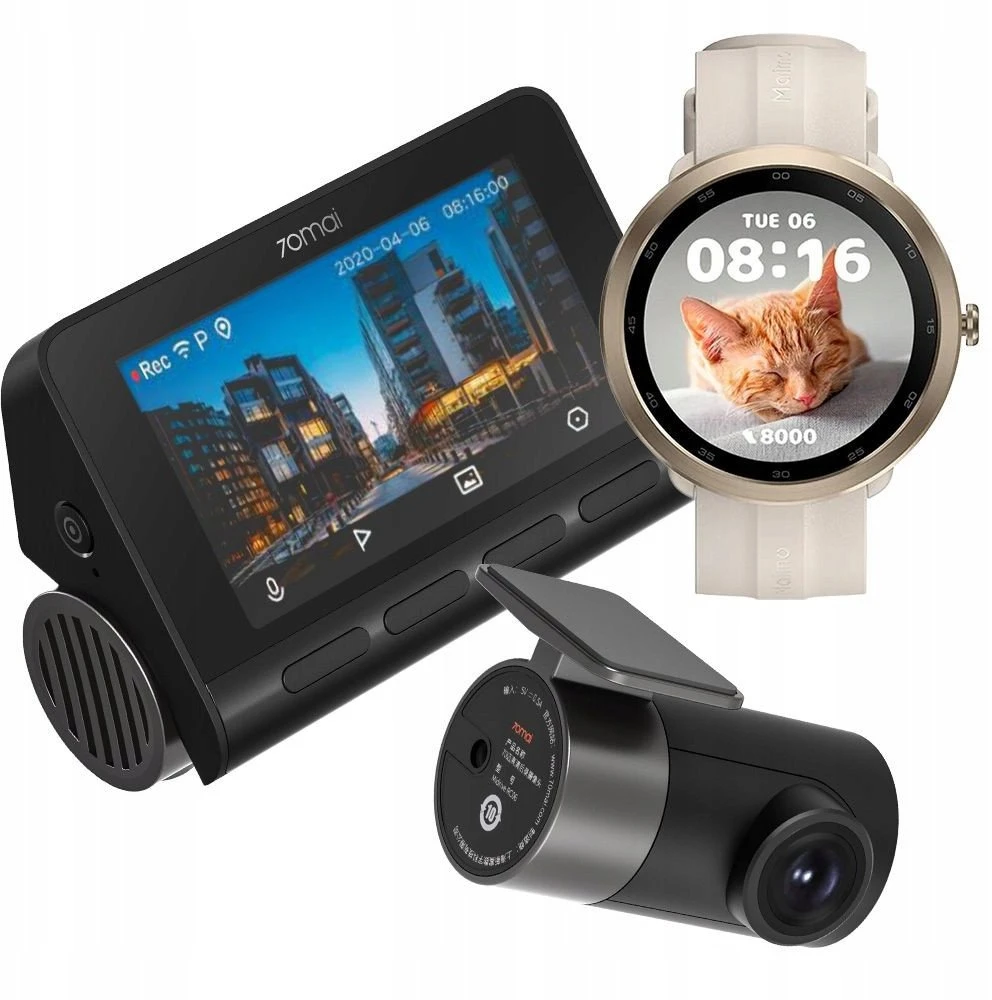 70Mai Dash Cam A800S 4K + RC06 set + Maimo Watch R Gold-GPS WT2001-GPS