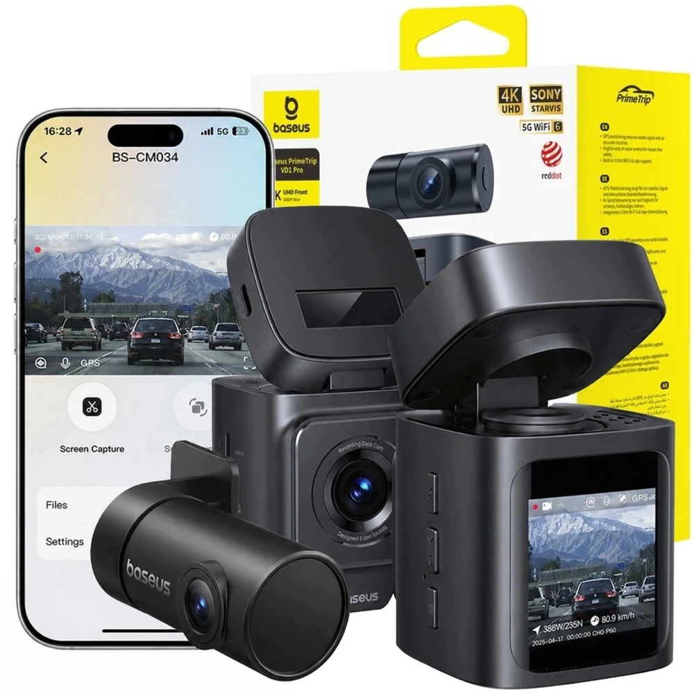 Baseus PrimeTrip VD1 Pro 4K + kamera tylna + komplektas zasilania