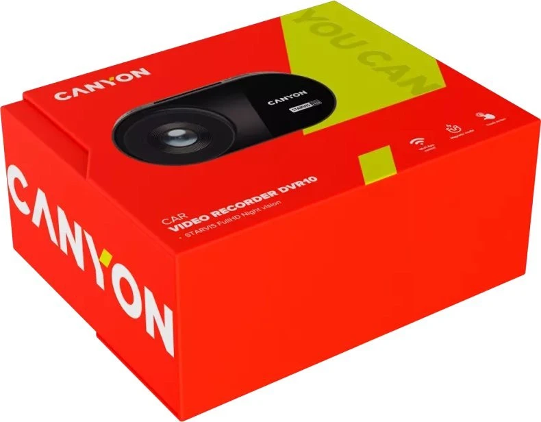 CANYON automobilinis įrašymo įrenginys DVR10 FullHD 1080p Wi-Fi Juodas