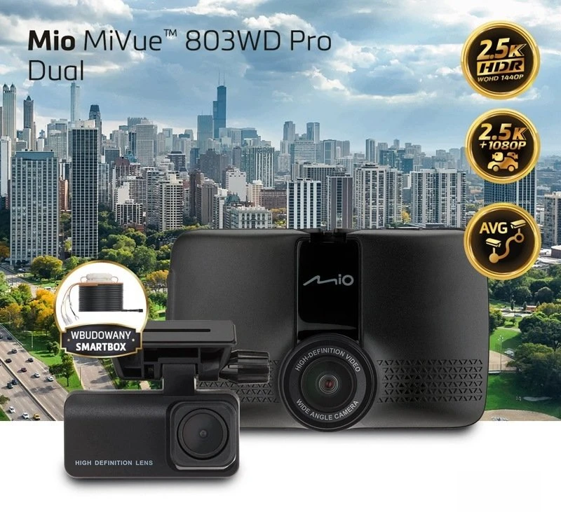 Mio priekinė ir galinė dviguba vaizdo įrašymo kamera su HDR | MiVue 803WD Pro | GPS | Wi-Fi