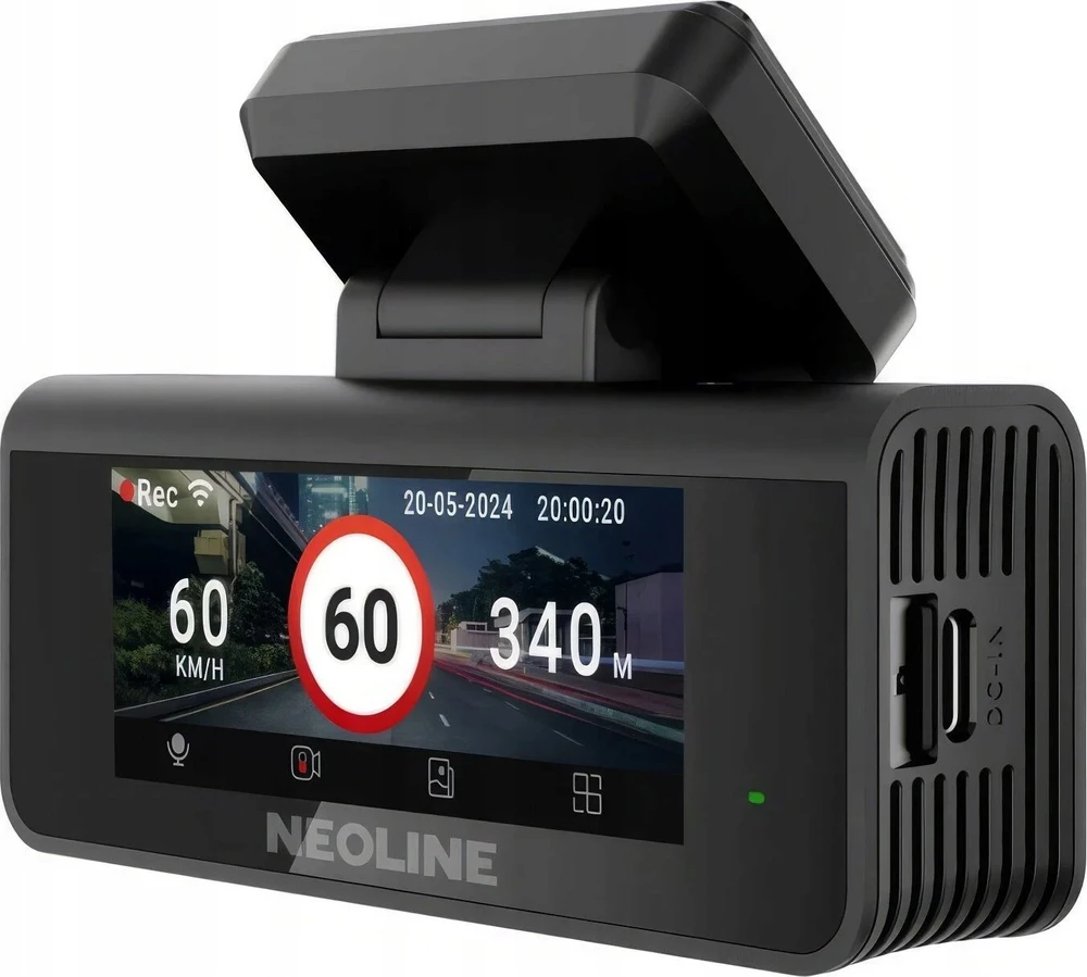 Neoline Argus 4K 2160p, WiFi, GPS - vaizdo registratorius su GPS duomenų baze, juodas