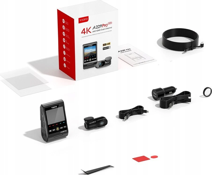 Vaizdo Registratorius - VIOFO A229 Pro 2CH-G GPS 4K Dviejų kamerų Juodas