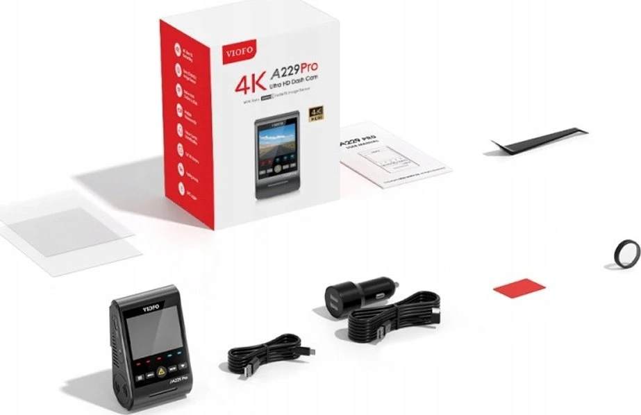 Vaizdo Registratorius - VIOFO A229 Pro 2CH-G GPS 4K Dviejų kamerų Juodas