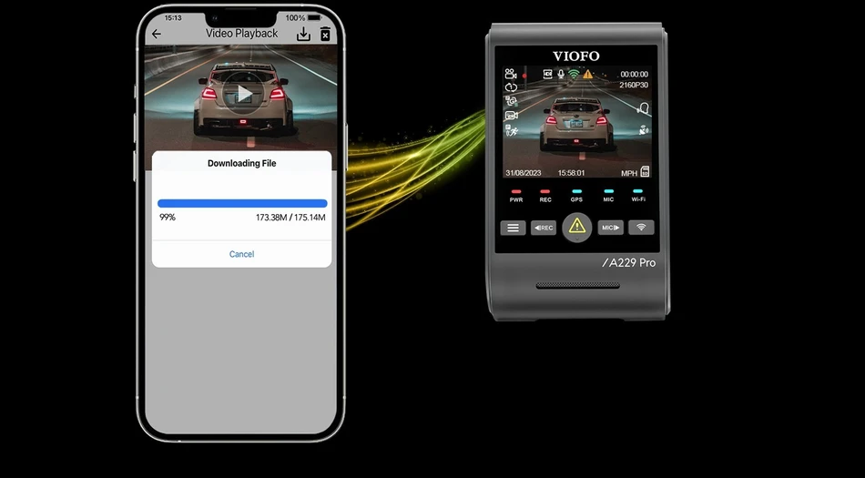 Vaizdo Registratorius - VIOFO A229 Pro 2CH-G GPS 4K Dviejų kamerų Juodas