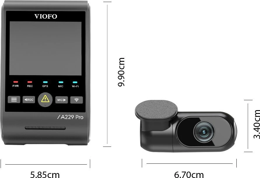 Vaizdo Registratorius - VIOFO A229 Pro 2CH-G GPS 4K Dviejų kamerų Juodas