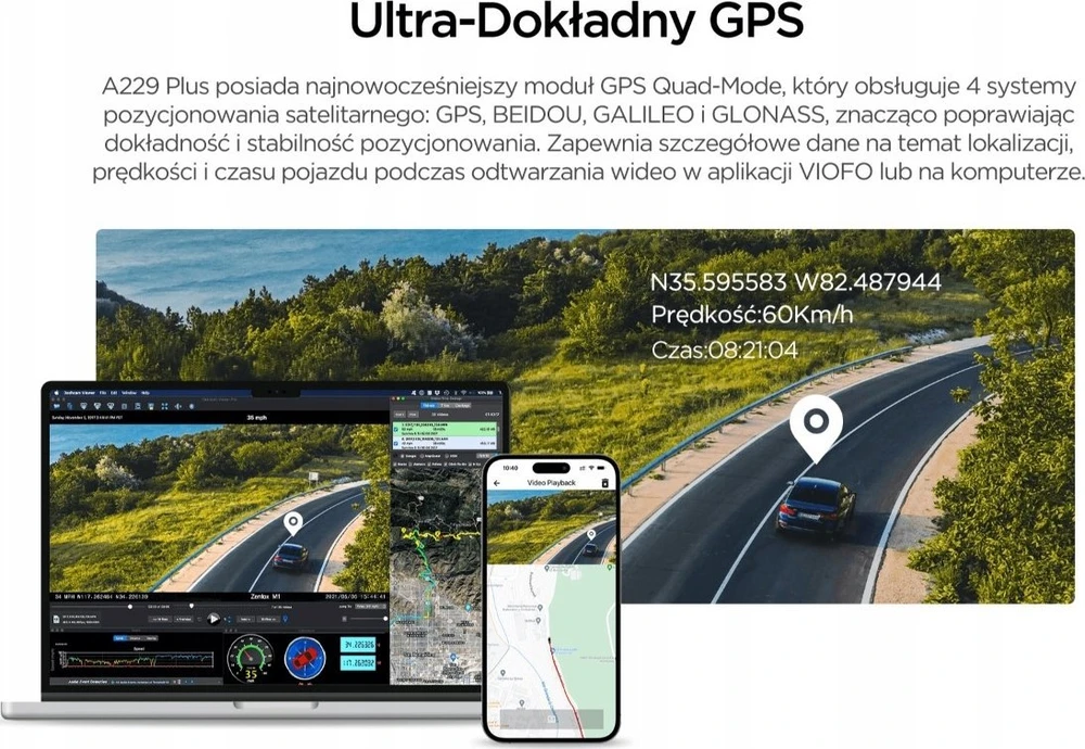 Vaizdo Registratorius - VIOFO A229 Pro 2CH-G GPS 4K Dviejų kamerų Juodas