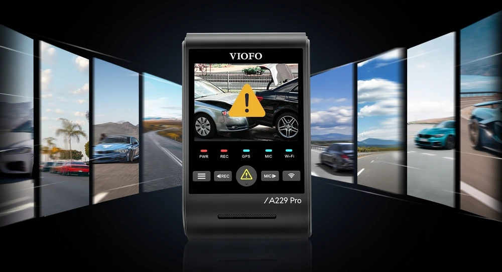 Vaizdo Registratorius - VIOFO A229 Pro 2CH-G GPS 4K Dviejų kamerų Juodas