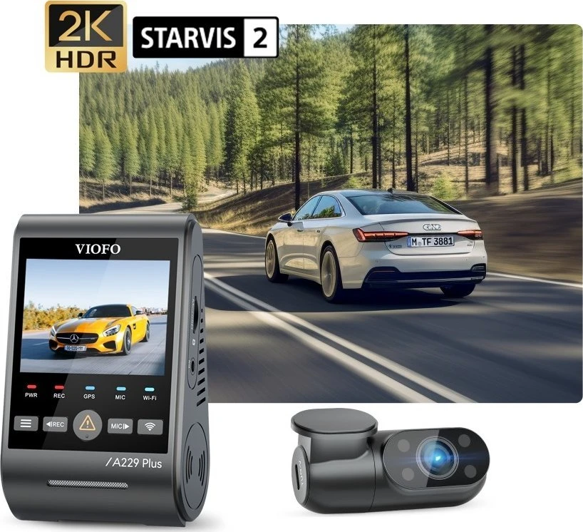 Vaizdo Registratorius - VIOFO A229 Pro 2CH-G GPS 4K Dviejų kamerų Juodas