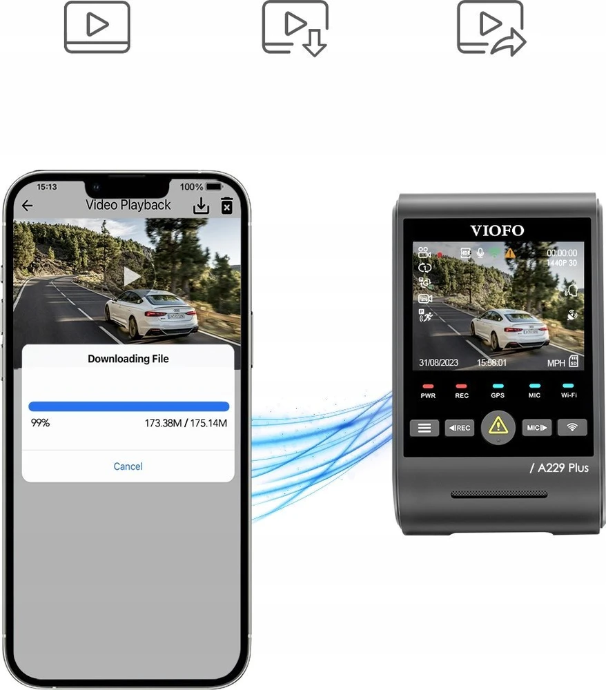 Vaizdo registratorius VIOFO A229 Plus 2CH-G GPS
