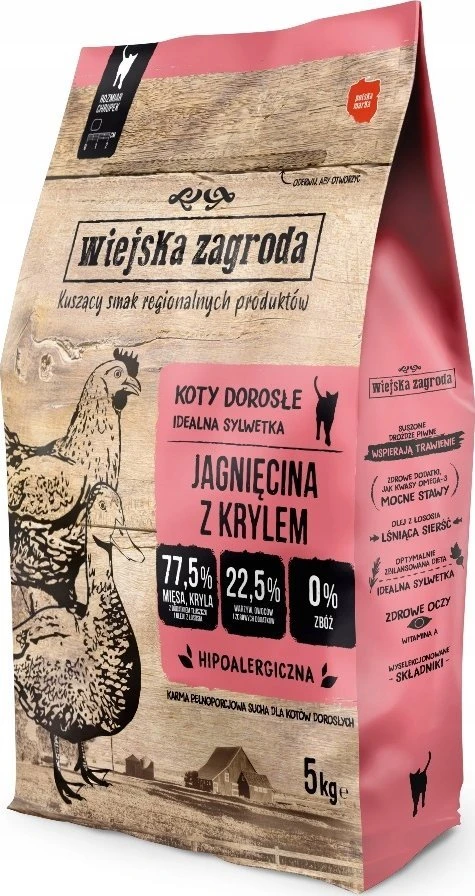 Wiejska Zagroda Rural Farm ėriena su kriliu - sausas kačių maistas - 5kg
