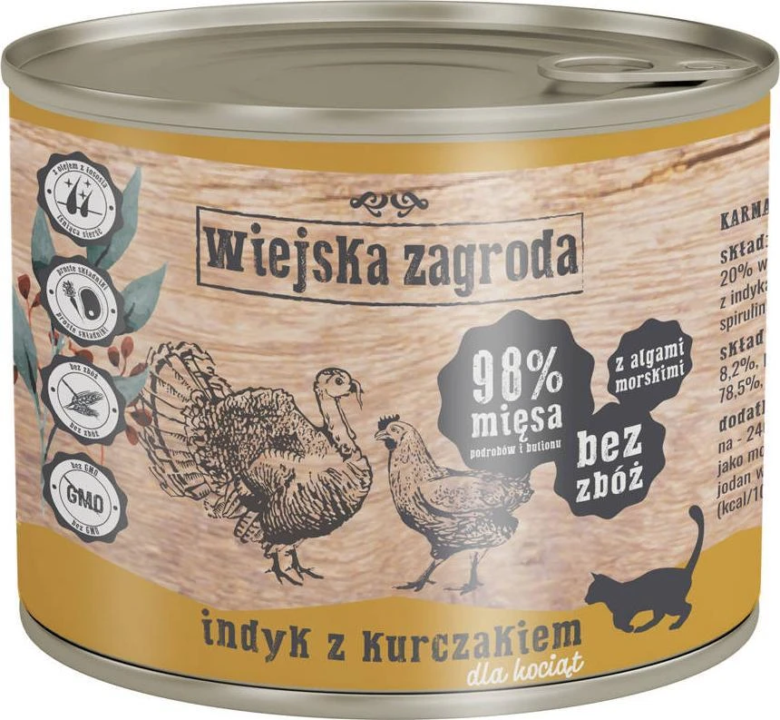 Kačių Maistas - WIEJSKA ZAGRODA Kalakutiena ir Vištiena Katinams 200g