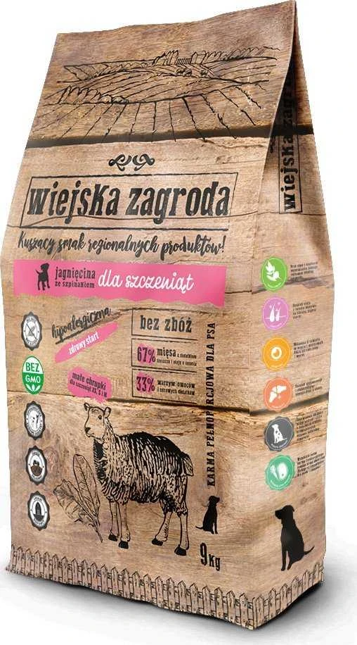 Kaimo ūkis ėriena su špinatais S - sausas maistas šuniukams - 9kg