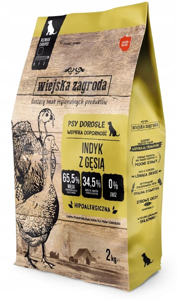Šunų Maistas - WIEJSKA ZAGRODA Kalakutiena su Žąsimi M 31% Baltymų 2kg