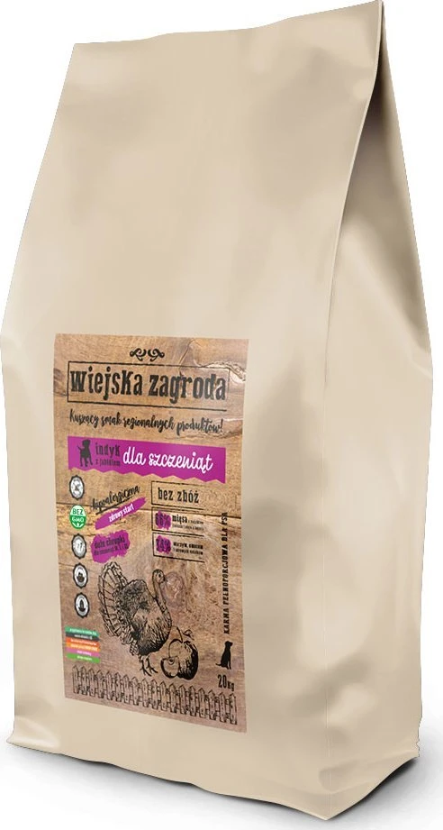 Sausas Šunų Maistas - WIEJSKA ZAGRODA Kalakutiena su obuolių traškučiais M 20 kg