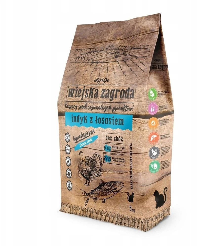 Wiejska Zagroda COUNTRY FARM kalakutiena su lašiša - sausas kačių ėdalas - 5kg