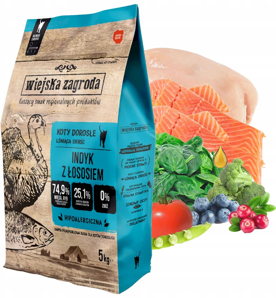 Wiejska Zagroda COUNTRY FARM kalakutiena su lašiša - sausas kačių ėdalas - 5kg