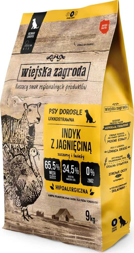 Sausas Šunų Maistas - WIEJSKA ZAGRODA Kalakutiena ir Aviena 9kg