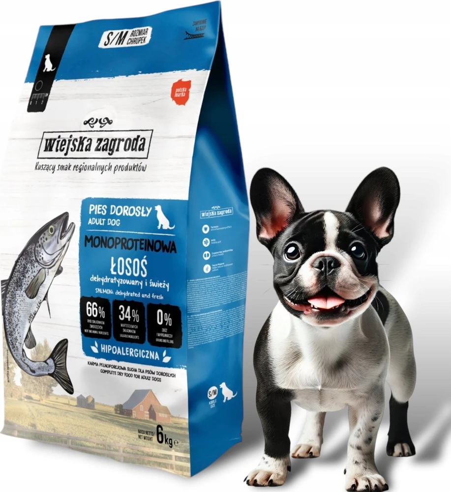 WIEJSKA ZAGRODA Monoprotein lašiša - dry dog food - 6kg