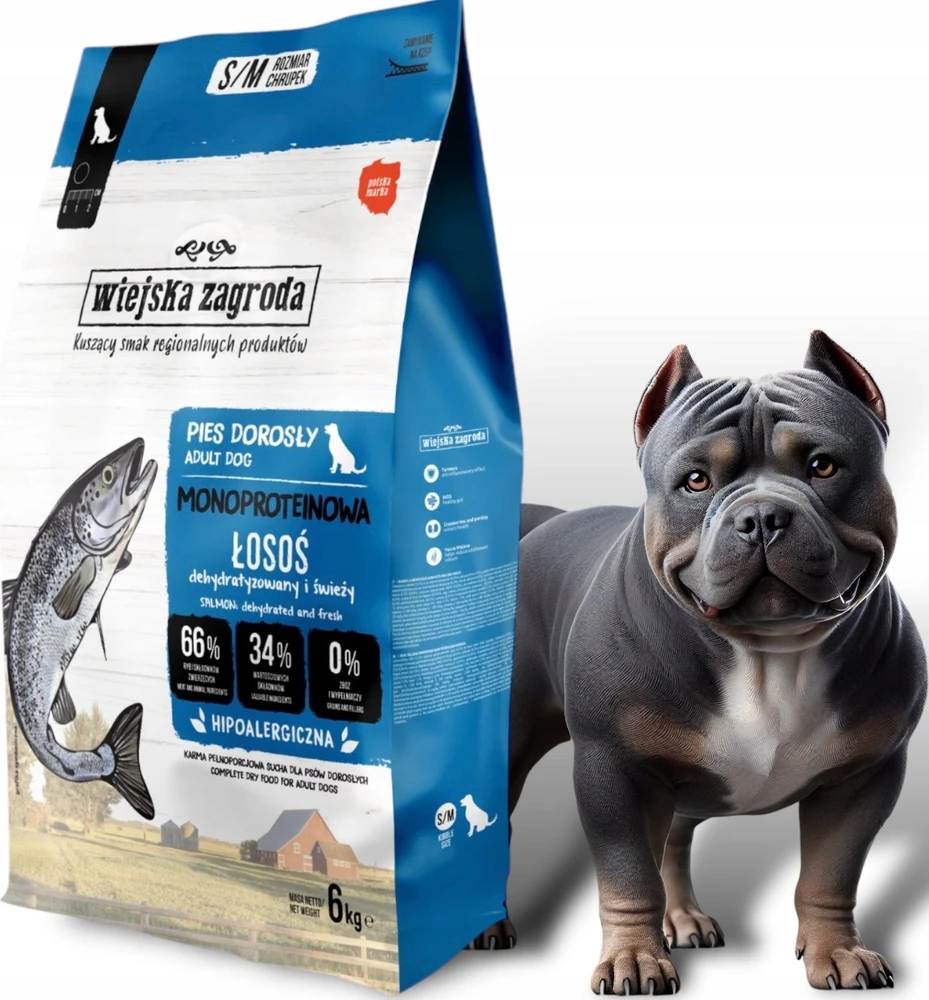 WIEJSKA ZAGRODA Monoprotein lašiša - dry dog food - 6kg
