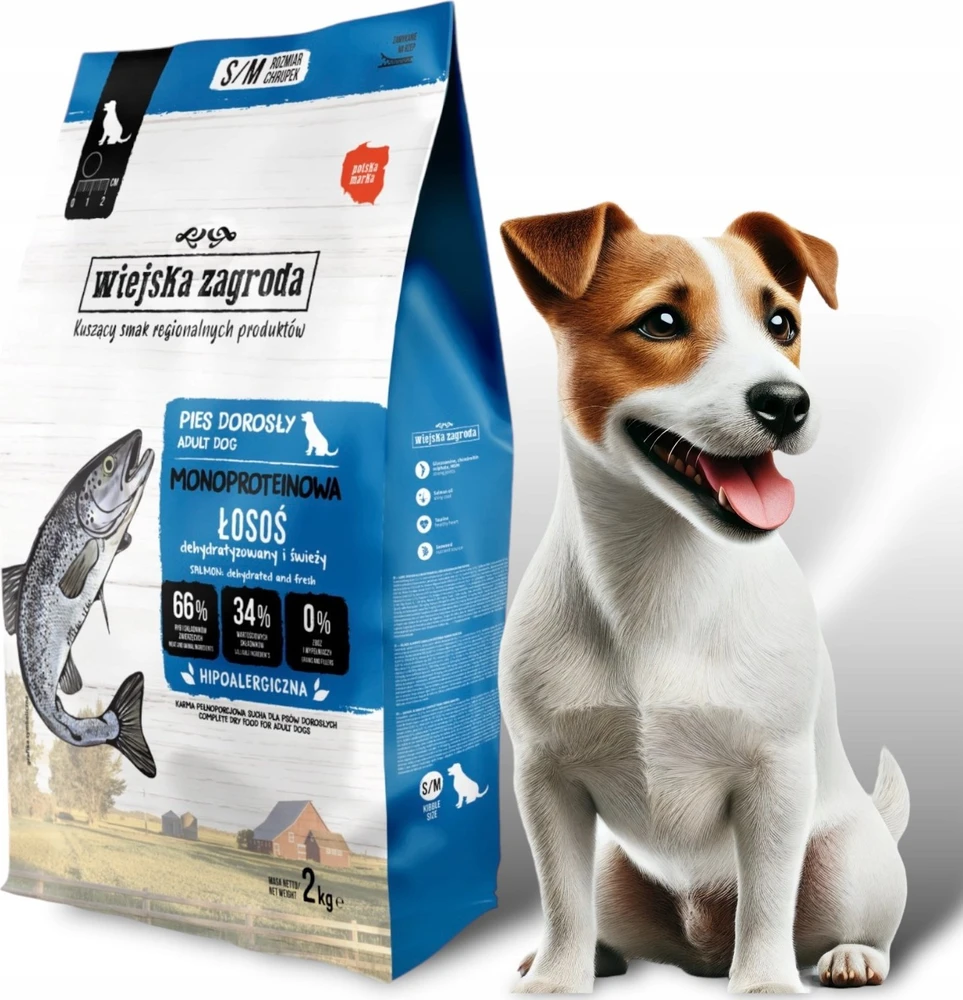 WIEJSKA ZAGRODA Monoprotein lašiša - dry dog food - 2kg