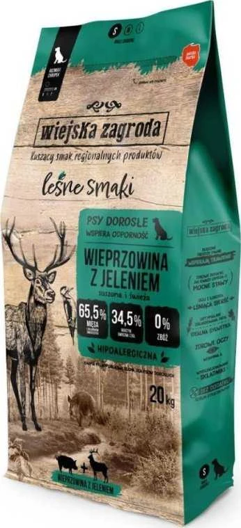 Sausas Šunų Maistas - WIEJSKA ZAGRODA Kiauliena su Elniena 20kg