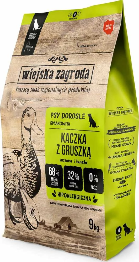 Sausas Šunų Maistas - WIEJSKA ZAGRODA Antis su Kriaušėmis 9kg