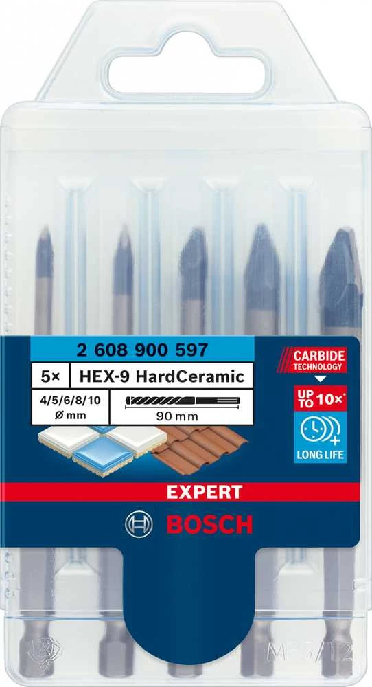 Bosch „EXPERT HEX-9 HardCeramic“ grąžtų keramikai rinkinys, 4/5/6/8/10 mm 5 vnt. (2608900597)