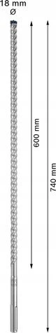 Grąžtas betonui Bosch 2608900223; 18x600x740 mm; SDS-max