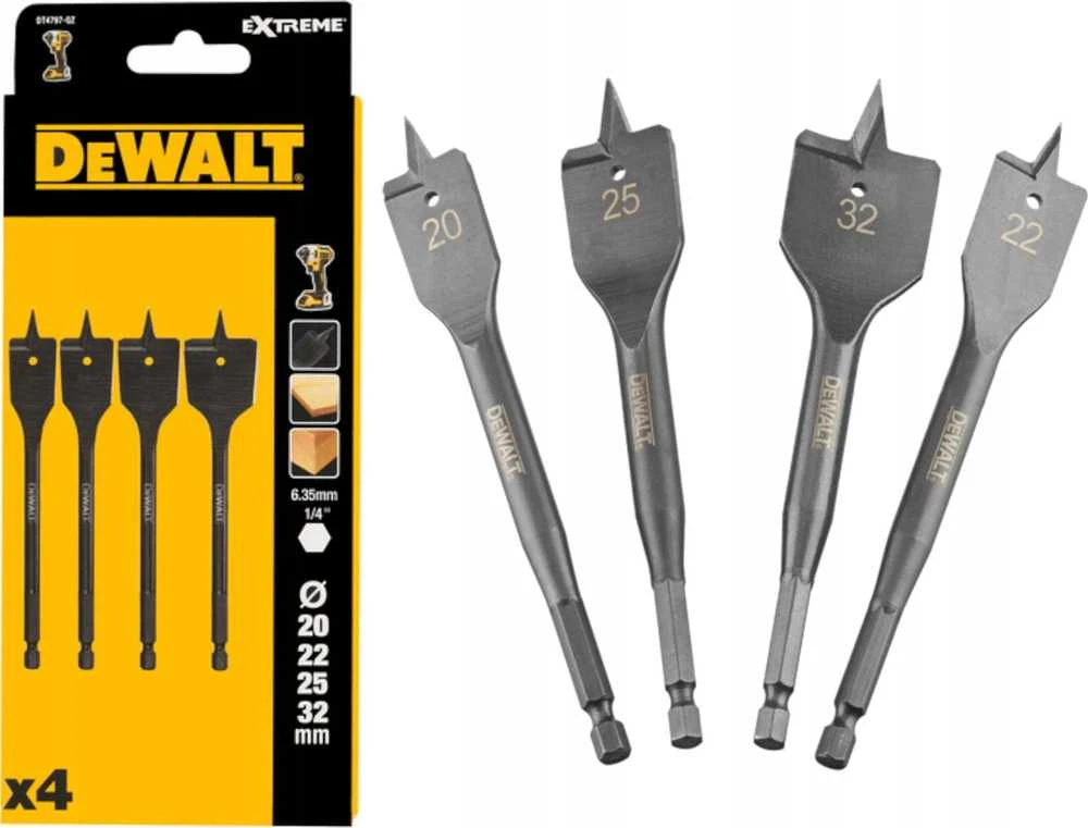 Grąžtas Plunksninių grąžtų rinkinys DeWalt DT4797-QZ; 20-32 mm; 4 vnt.