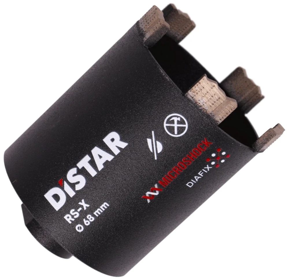 Grąžtas 68 mm RS-X Distar Drill Master deimantinė karūna rozetėms gręžti (5 dantys, angos gale)