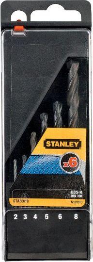 Grąžtas Stanley Wiertła Metalo grąžtai HSS-R DIN338 - 6 vnt. rinkinys, skerspjūviai 2, 3, 4, 5, 6, 8 mm