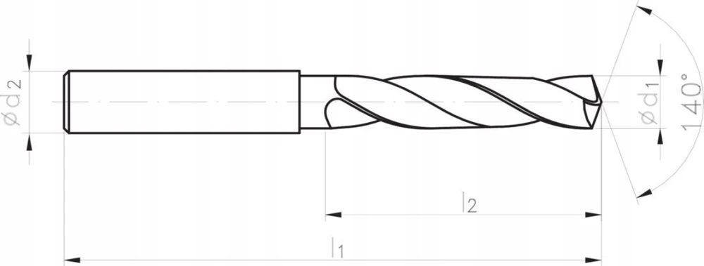 Grąžtas Wiertło Fanar WIERTLO WEGLIK FI 14.00 60/107MM 3xD HA14 VHM AT IK MASTERDRILL*** DIN 6537
