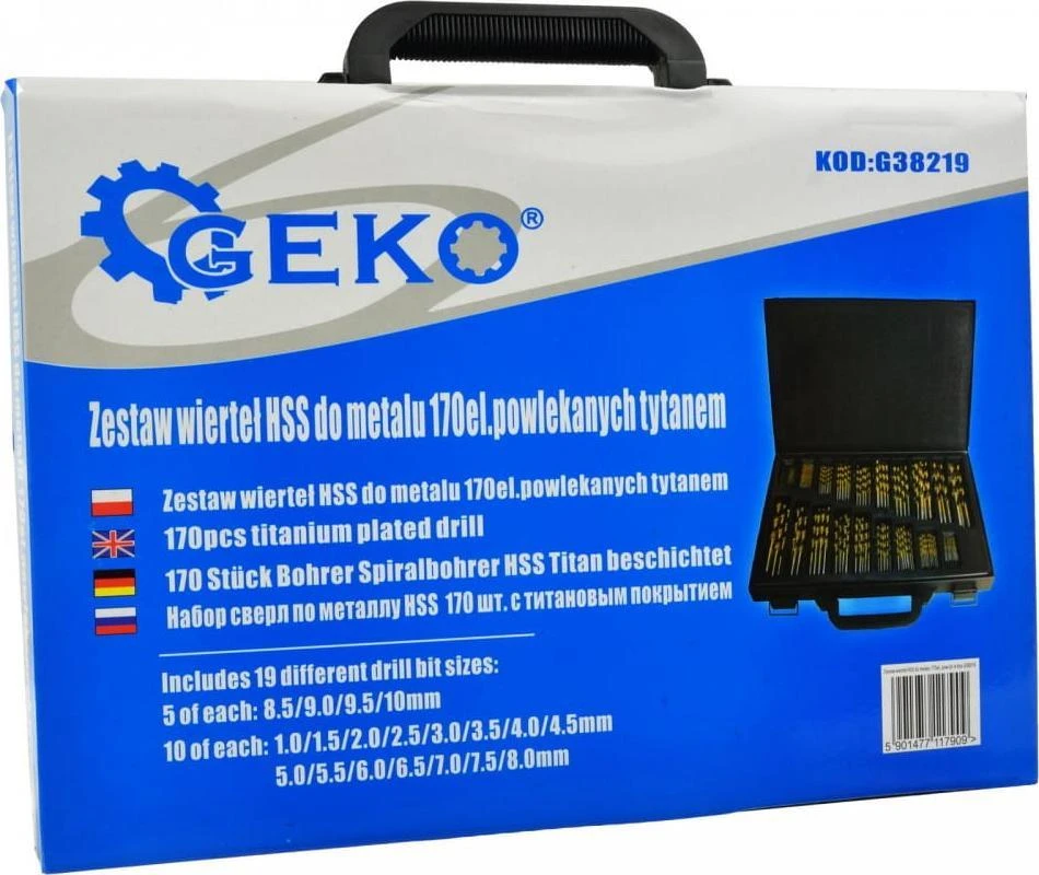 Geko Rinkinys 170SZT HSS grąžtas titano metalui. M. DĖŽUTĖ (5) G38219 GEKO
