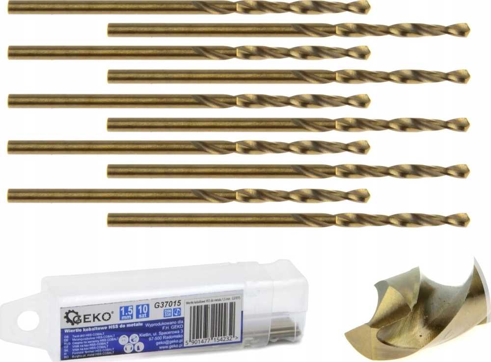 Grąžtas Geko gręžtuvas Kobaltinis HSS gręžtuvas metalui 1,5 mm (10/2520)