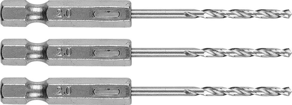 Wiertło Šešiakampis metalinis grąžtas 2,0 mm, 3 vnt.