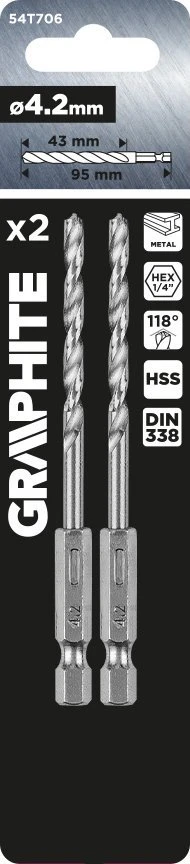 Wiertło Šešiakampis metalinis grąžtas 4,2 mm, 2 vnt.