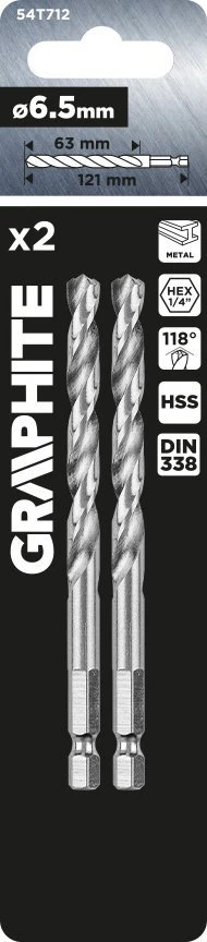 Wiertło Šešiakampis metalinis grąžtas 6,5 mm, 2 vnt.