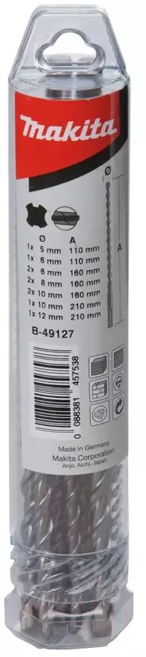 Grąžtas Makita B-49127 10vnt. SDS-VPLUS grąžtų rinkinys Nr.6