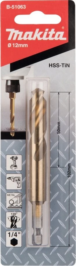 MAKITA METALO GRĄŽTAS HSS-TIN 1/4″ HEX 12,0x102mm
