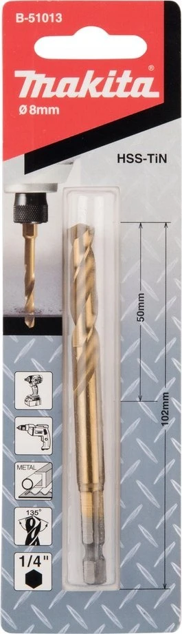 MAKITA METALO GRĄŽTAS HSS-TIN 1/4″ HEX 8,0x102mm