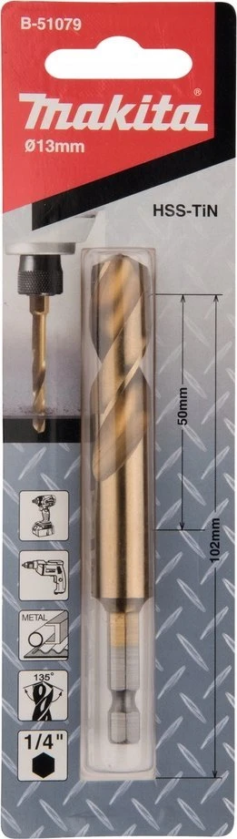 MAKITA METALO GRĄŽTAS HSS-TIN 1/4″ HEX 13,0x102mm