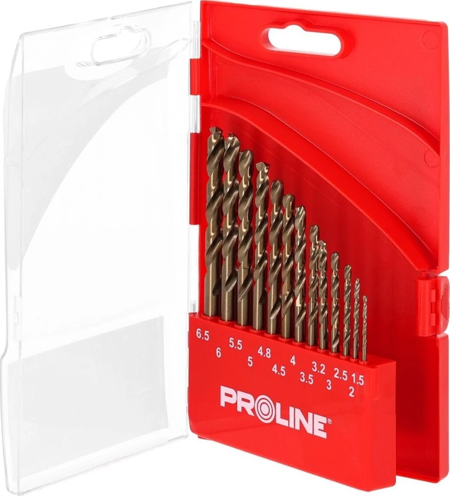 Grąžtas Wiertła Metalo grąžtai HSSCO DIN338, šlifuoti, 13 vnt. (1,5-6,5 mm), prolinas